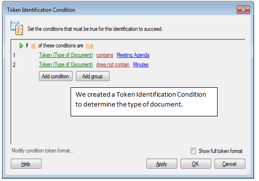Token Identification Condition