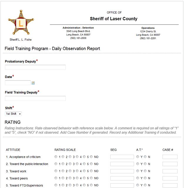 Sheriff Form Report