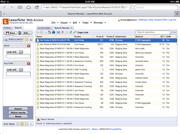 Saved Column View 