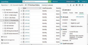 Powerful records management systems enable organizations to monitor records throughout their lifecycle, specifying when a record was originally filed and when it will be eligible for destruction.