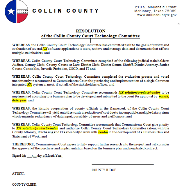 Collin County Resolution