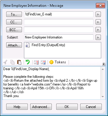 E-mail in WF