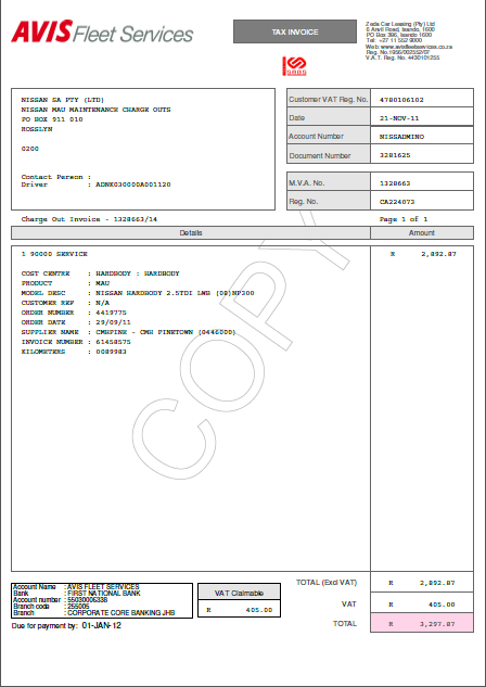 Watermarked Tax Invoice