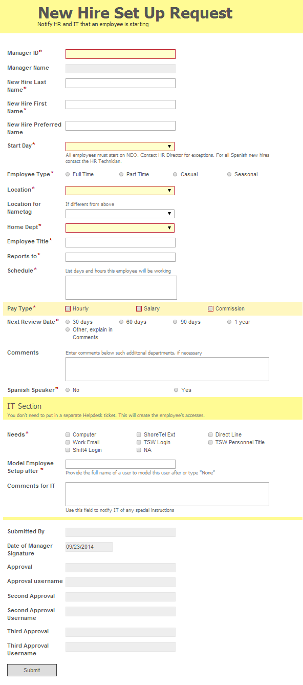 Improved HR onboarding form using Laserfiche Forms