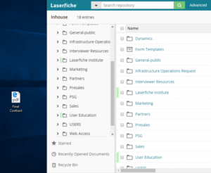An example of dragging and dropping a document into the Laserfiche web client.