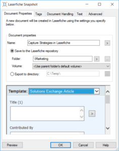 An example of printing a document with Laserfiche Snapshot.