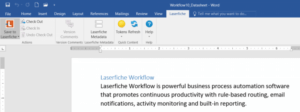 The Laserfiche toolbar in Microsoft Word.