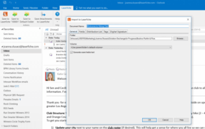 Saving an email into Laserfiche from Microsoft Outlook.