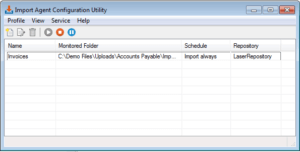The Laserfiche Import Agent interface.