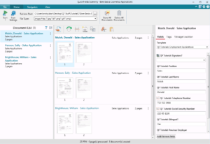 The Laserfiche Quick Fields Scanning interface.