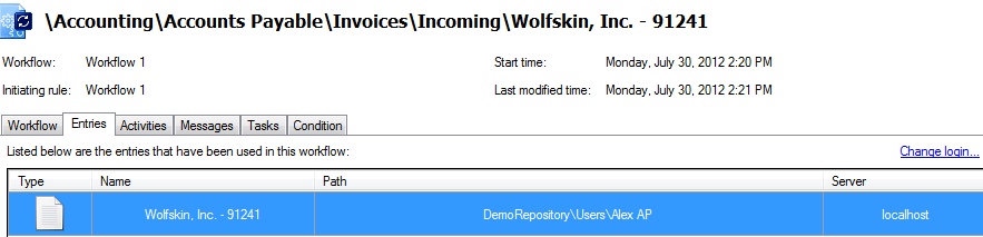 “Entries” Tab