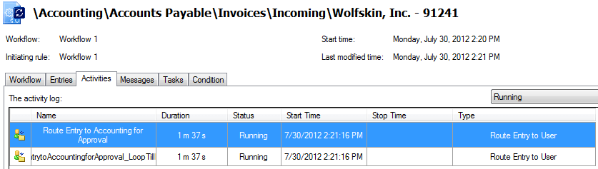 “Activities” Tab