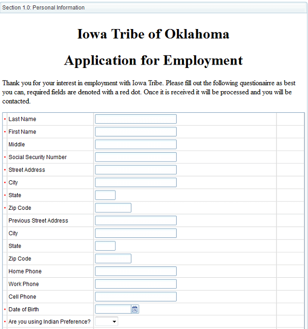 Employment Application<br />
