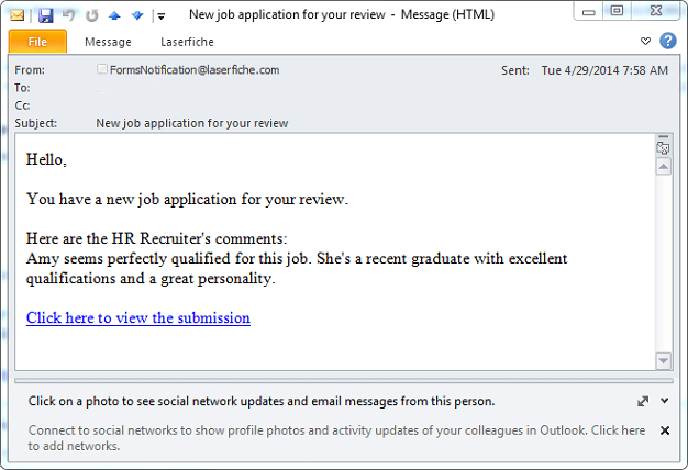 Department Manager Notifying Email