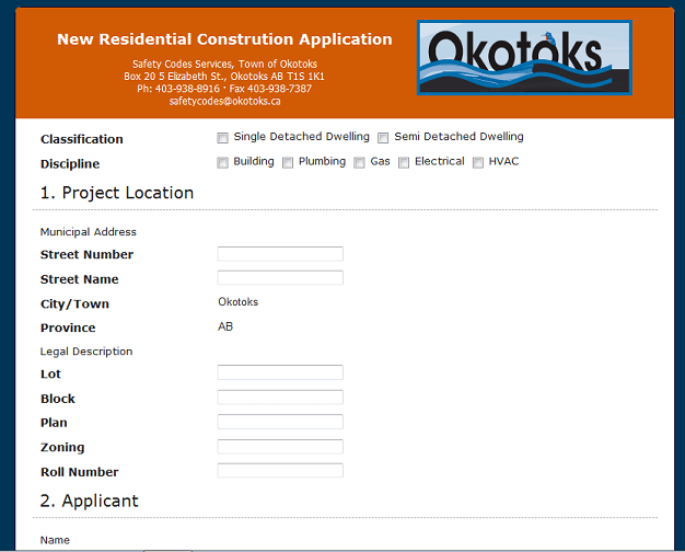 Okotoks Residential Construction Application