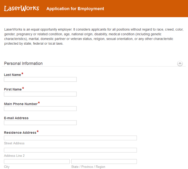 electronic form for job application