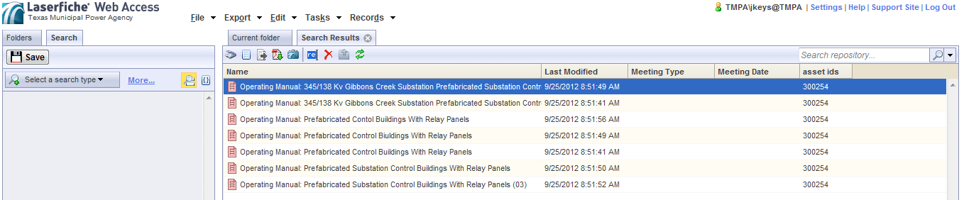 Laserfiche Web Access Search
