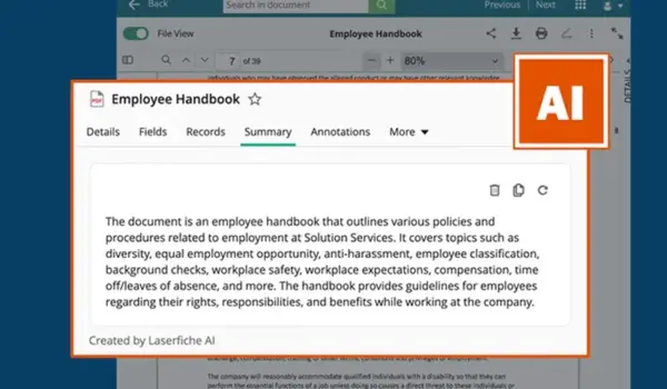 Laserfiche AI summary