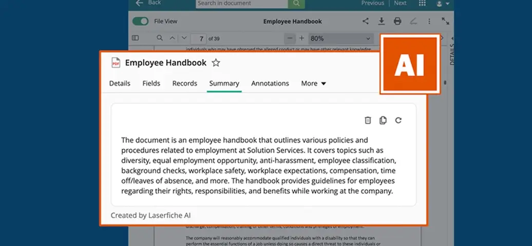 Laserfiche AI summary