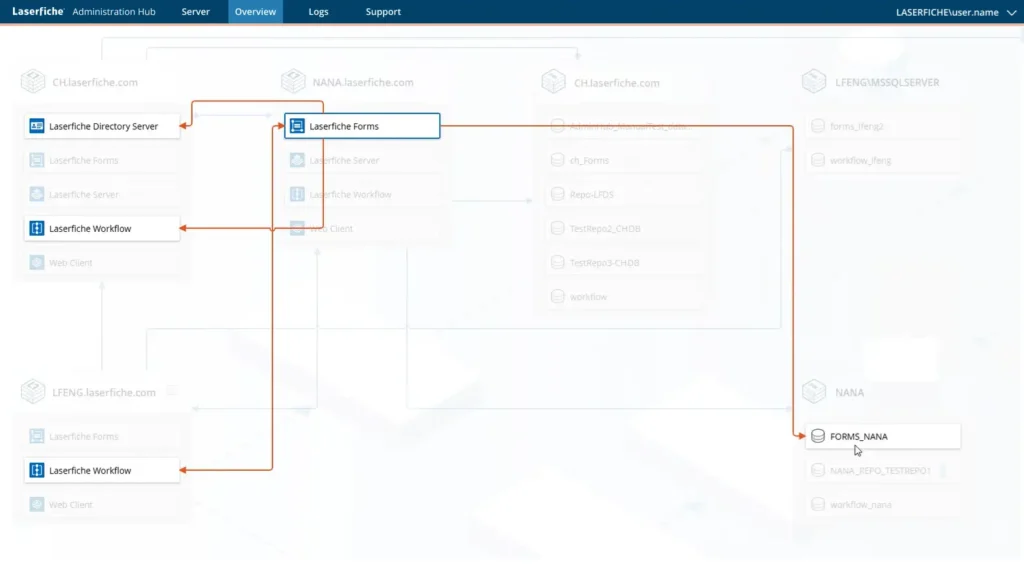 A workflow graphic showing how forms and workflows connect to each other