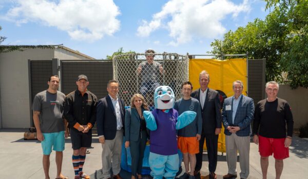 The Laserfiche and MemorialCare teams with Miller Children's & Women's Hospital mascot, Millie.