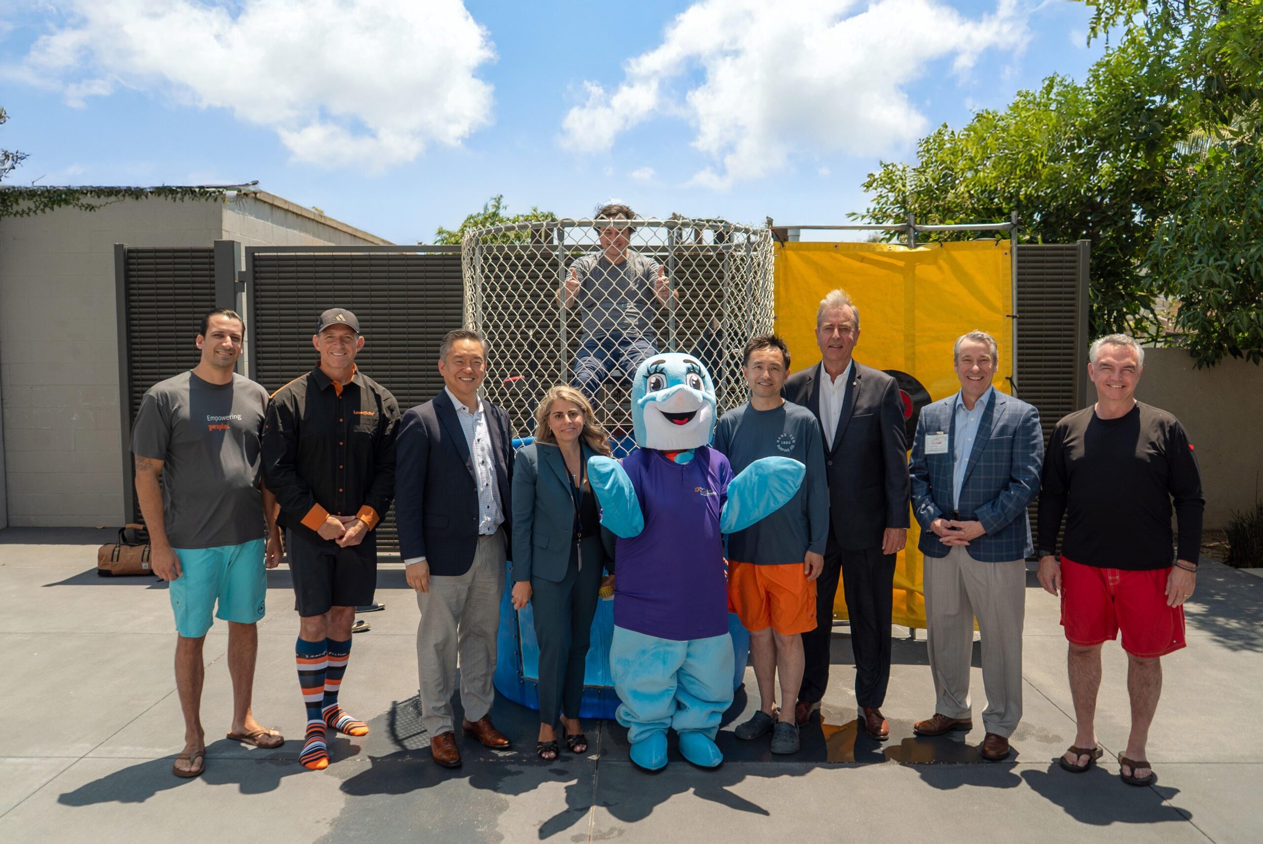 The Laserfiche and MemorialCare teams with Miller Children's & Women's Hospital mascot, Millie.