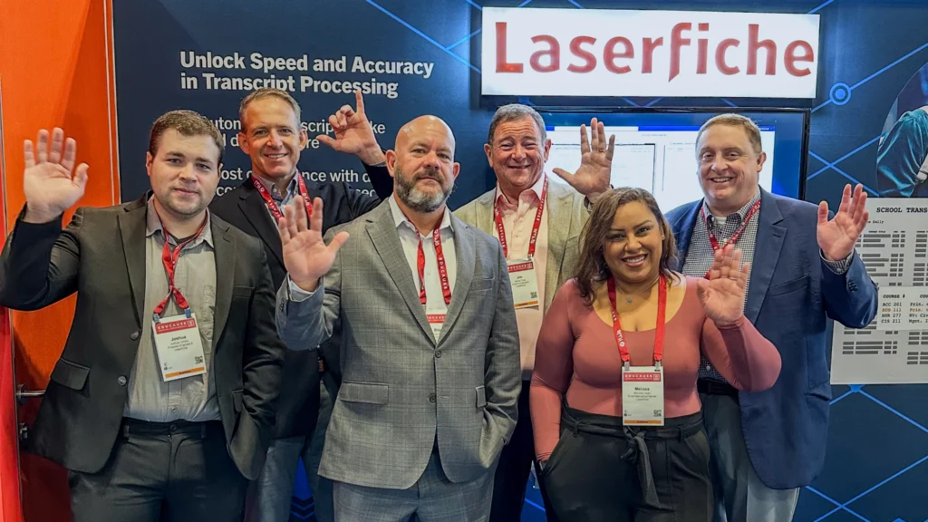 Laserfiche waves to the camera at Educause