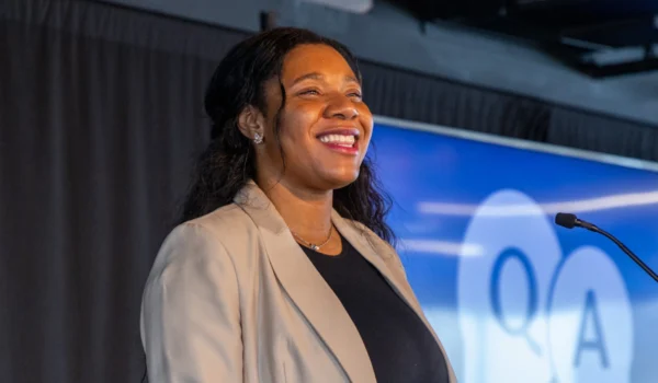 Dr Moya Hill speaking at the 2026 InfoGov Summit