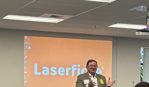 Presenter in front of Laserfiche Washington user group
