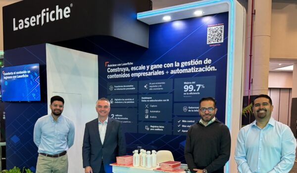 Team photo at booth