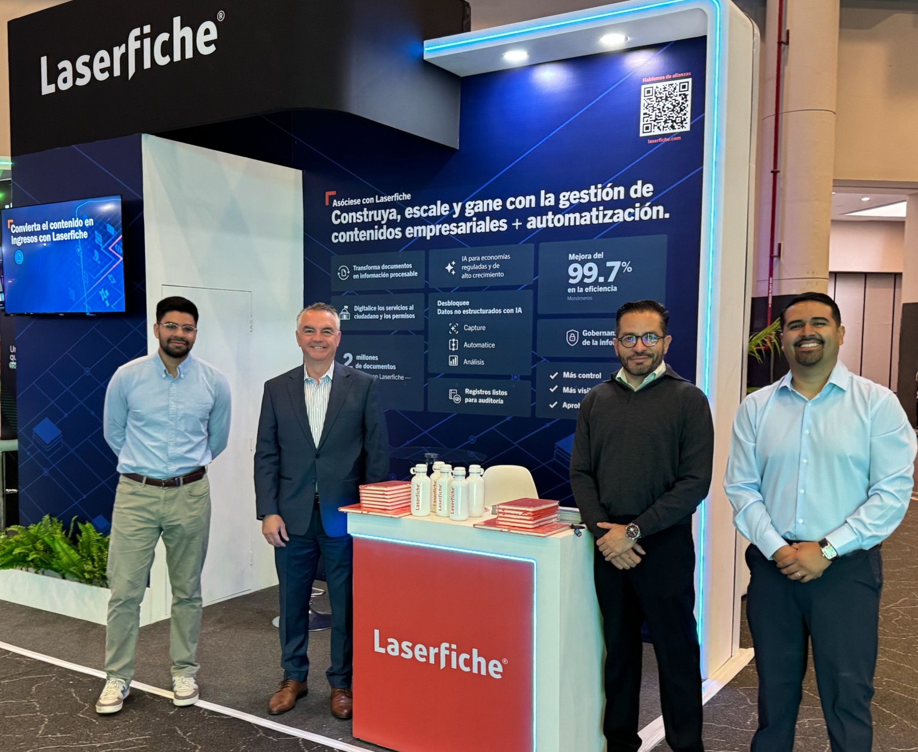 Team photo at booth